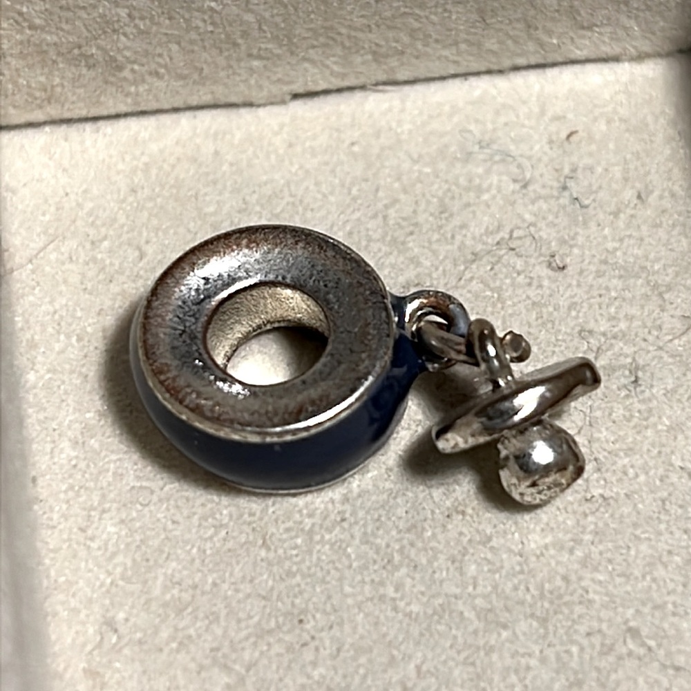 Brighton blue enamel silver plated baby pacifier dangle charm bracelet necklace